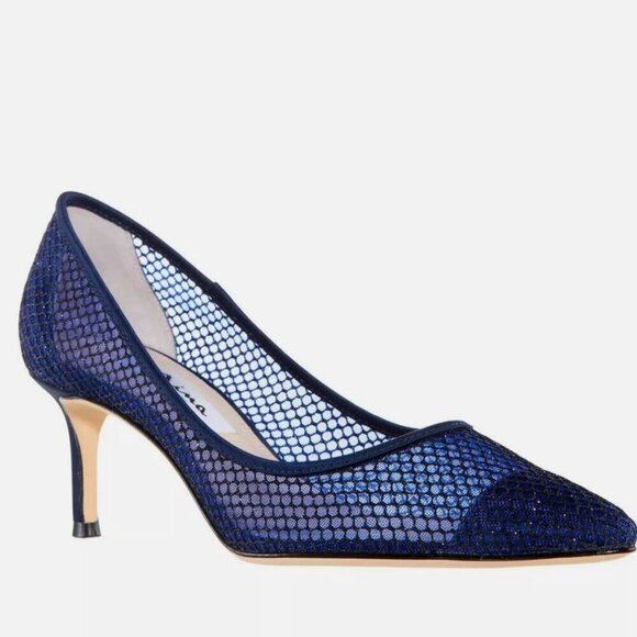 NINA NILEY NEW NAVY SATIN LOW-HEEL CLASSIC DRESSY PUMP (WIDE) - Picture 1 of 7